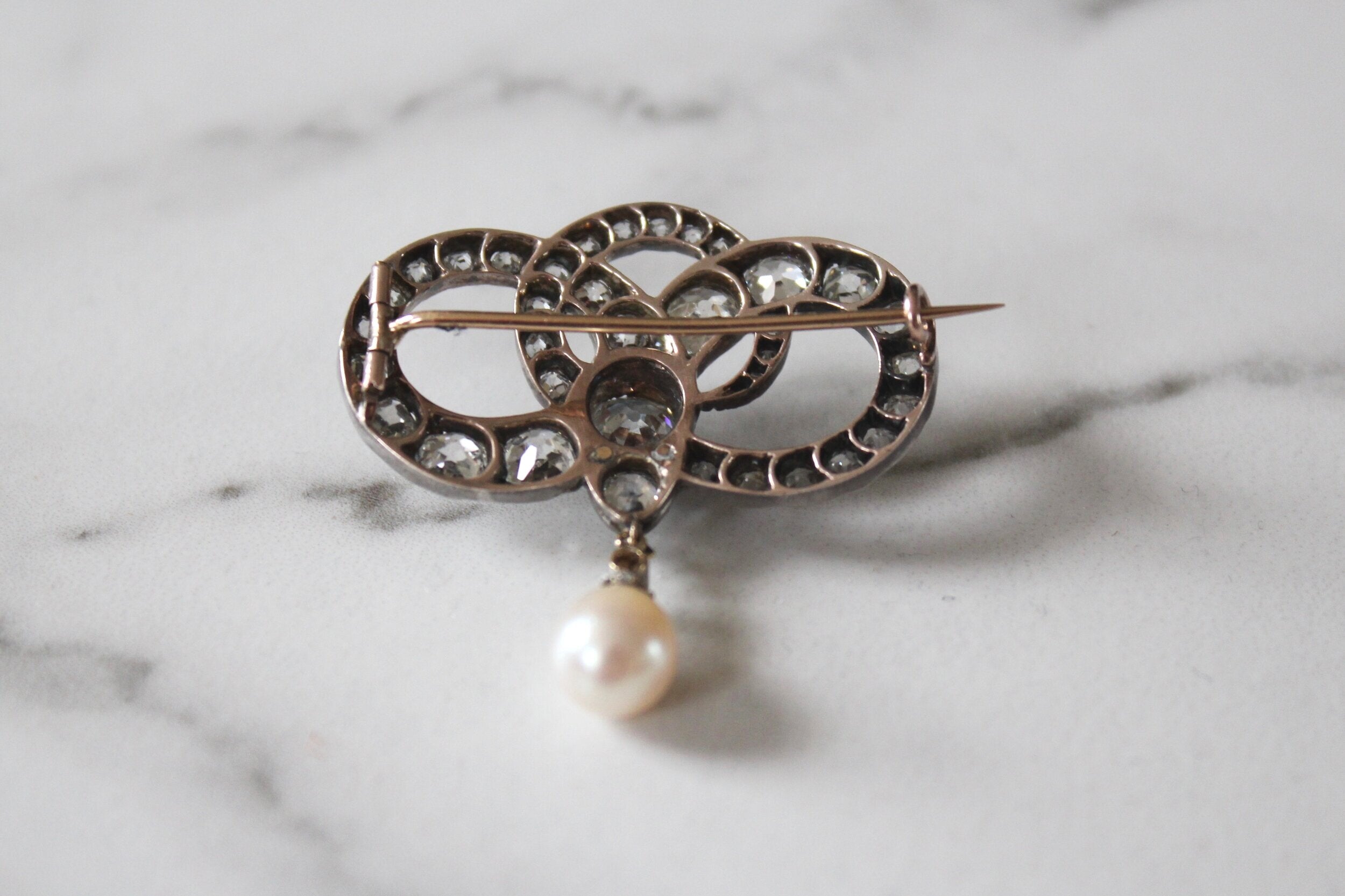 Victorian Diamond Natural Pearl Snake Brooch-Charlotte Sayers Antique Jewellery