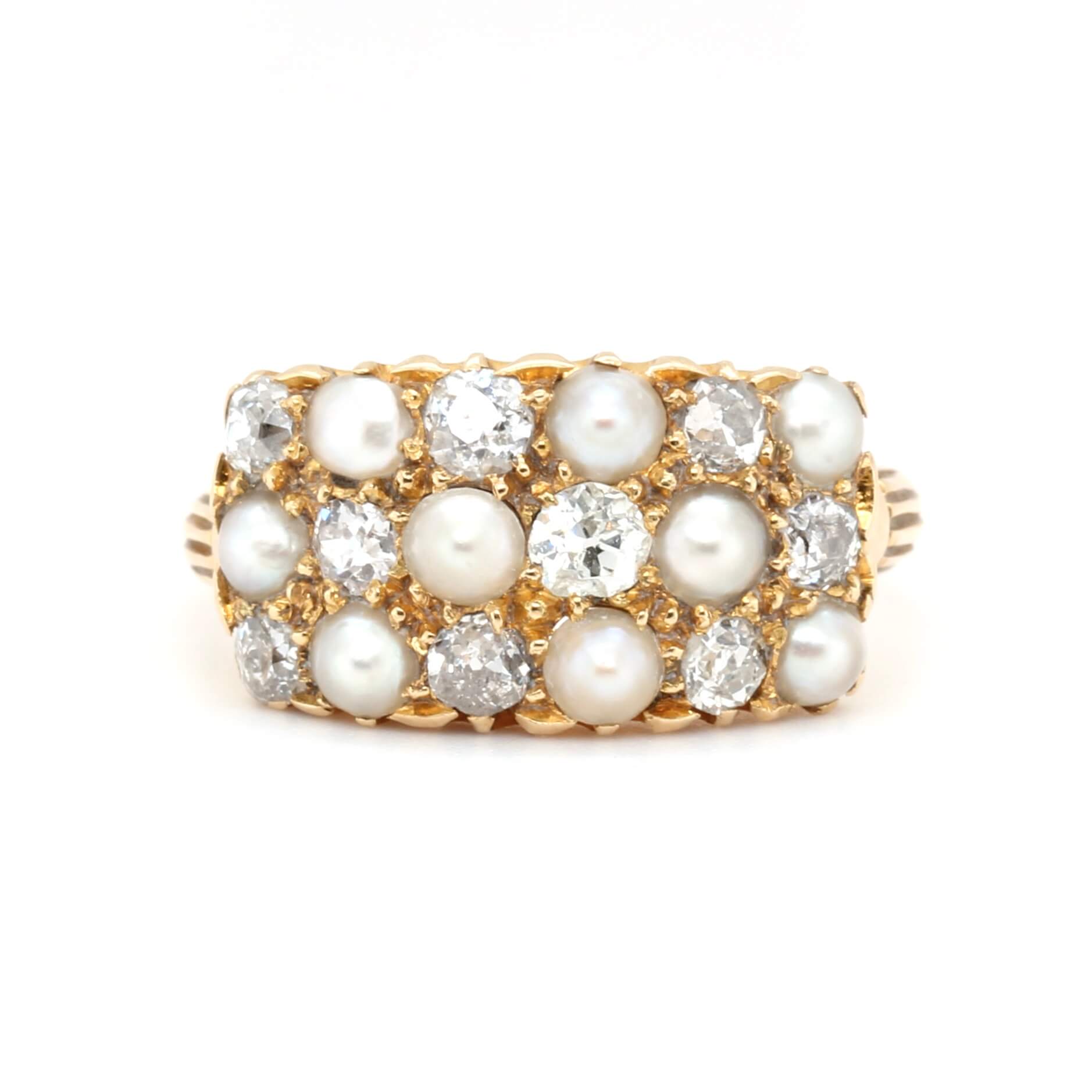 Victorian Diamond & Pearl Ring-Charlotte Sayers Antique Jewellery