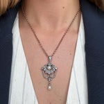 Victorian Diamond & Pearl Shell Pendant-Charlotte Sayers Antique Jewellery