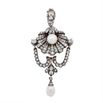 Victorian Diamond & Pearl Shell Pendant-Charlotte Sayers Antique Jewellery