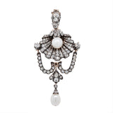 Victorian Diamond & Pearl Shell Pendant-Charlotte Sayers Antique Jewellery