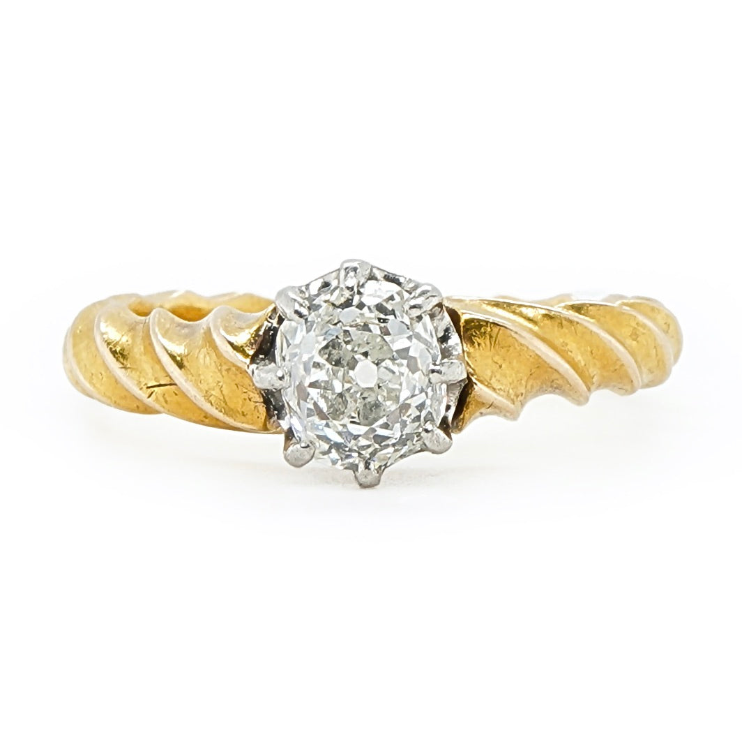 Victorian Diamond Single Stone Ring-Charlotte Sayers Antique Jewellery