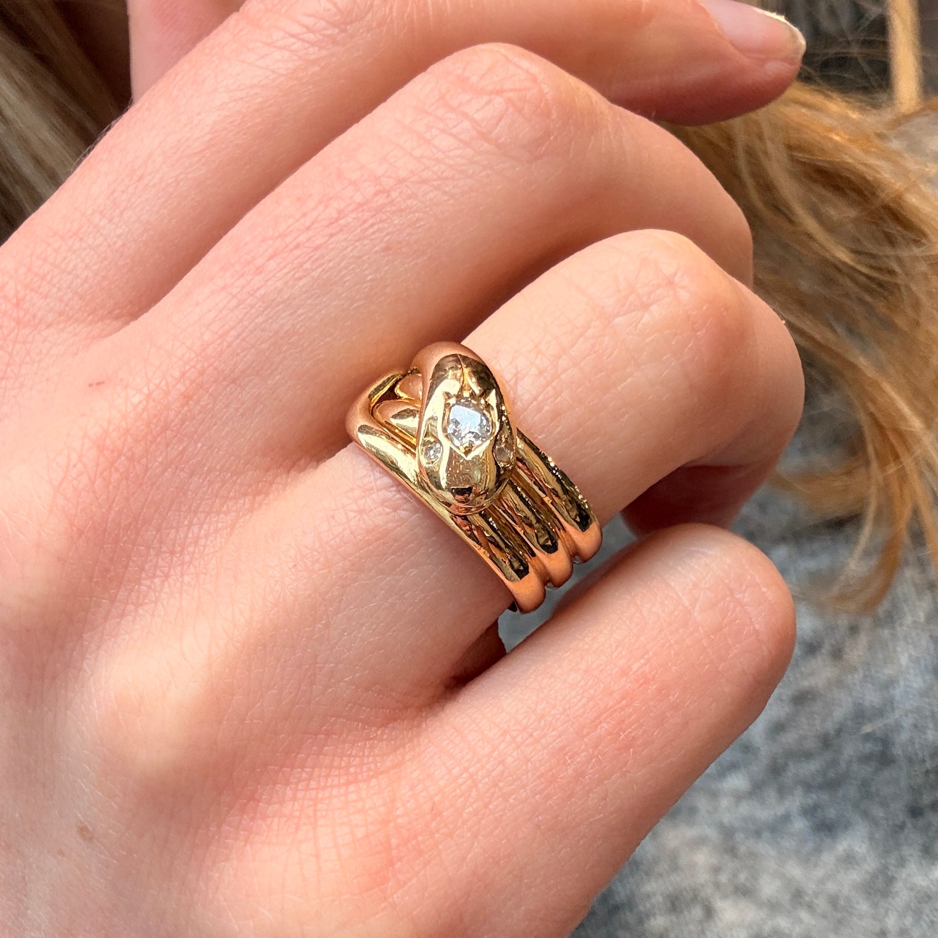 Victorian Diamond Snake Ring-Charlotte Sayers Antique Jewellery