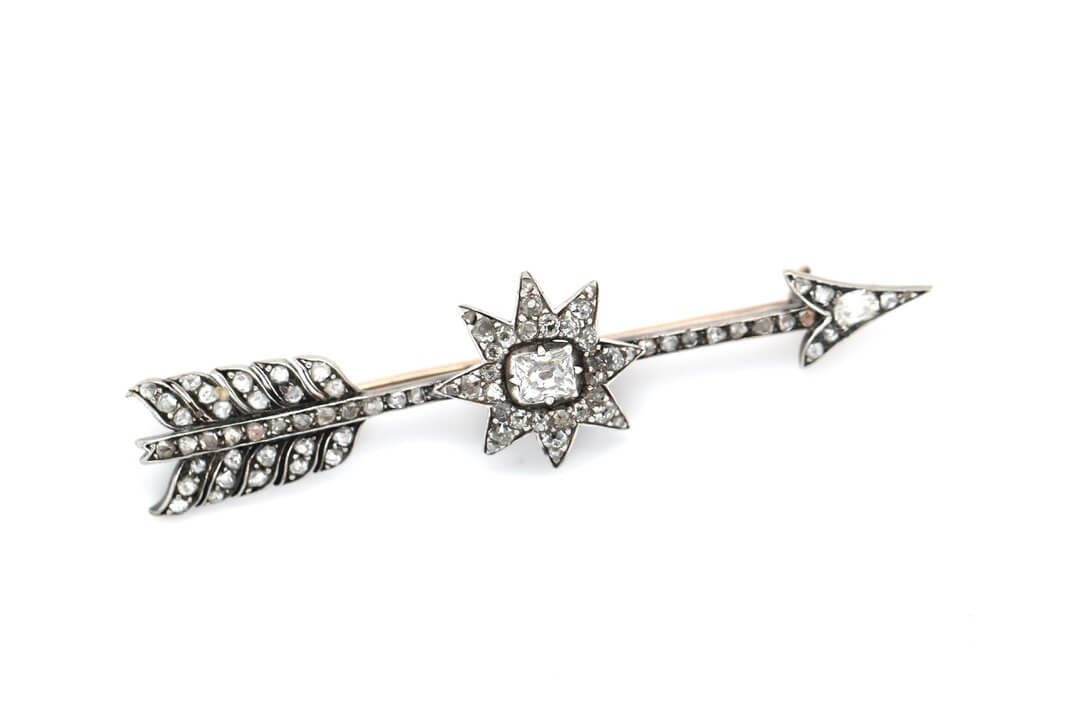 Victorian Diamond Star & Arrow Brooch-Charlotte Sayers Antique Jewellery