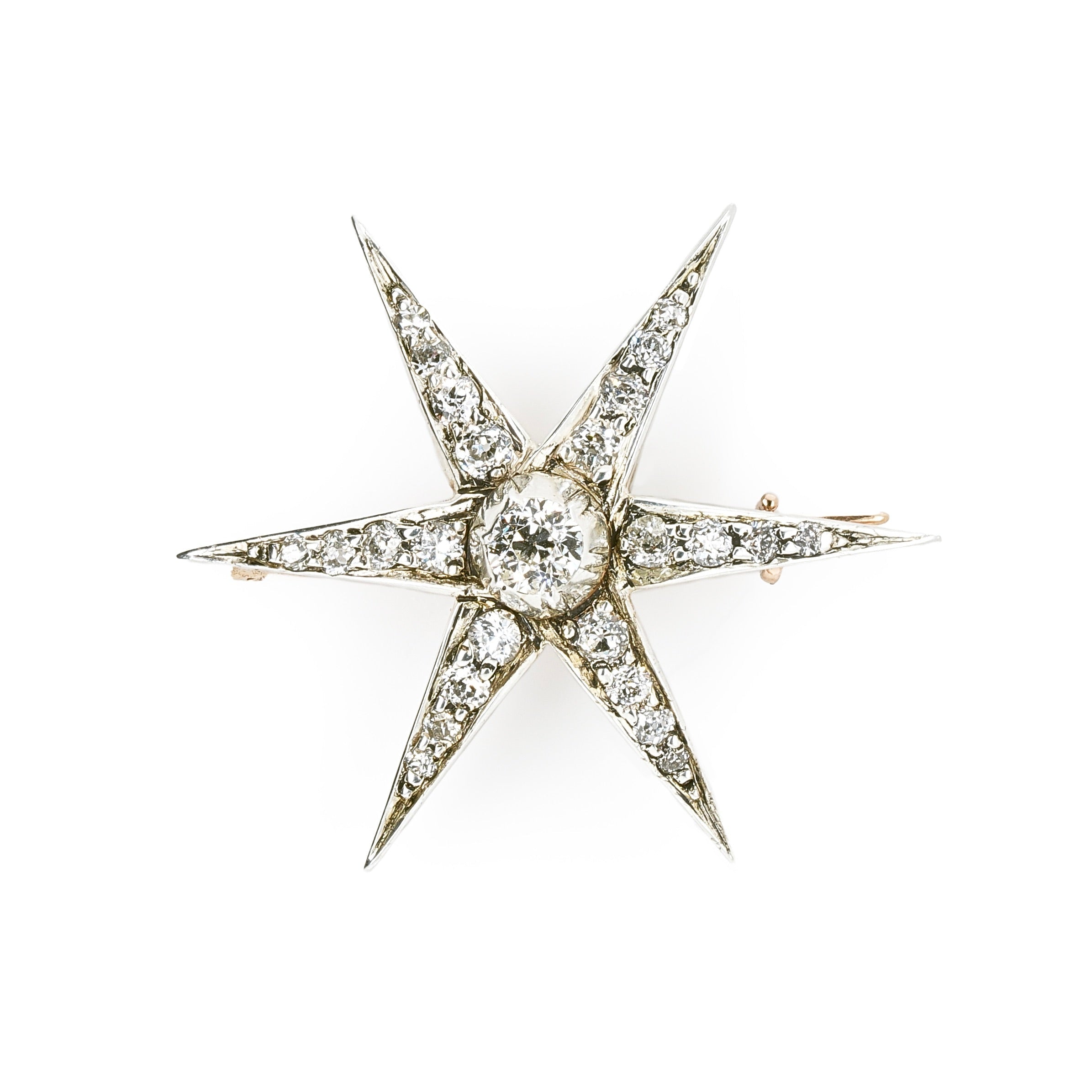 Victorian Diamond Star Brooch-Charlotte Sayers Antique Jewellery