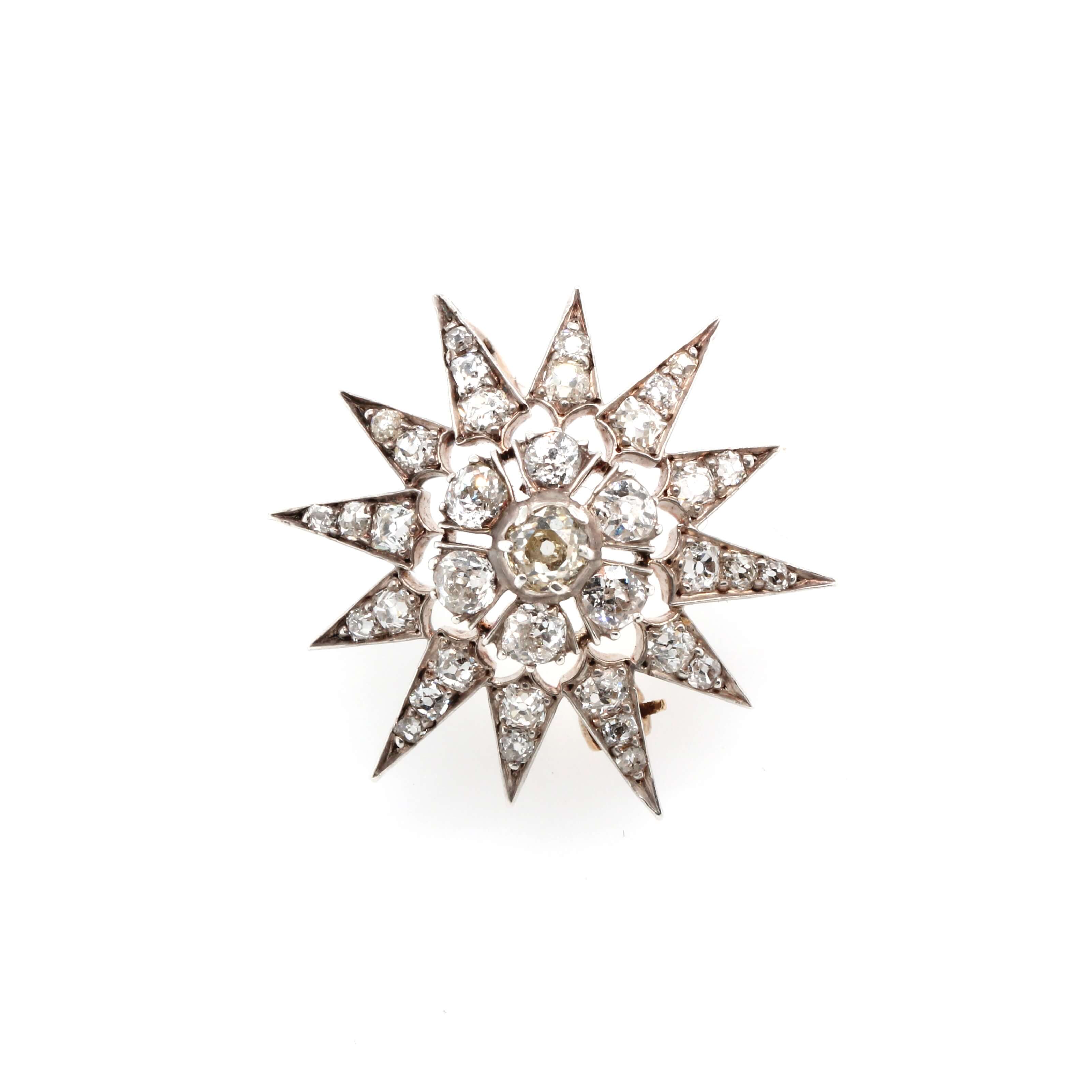 Victorian Diamond Star Brooch-Charlotte Sayers Antique Jewellery