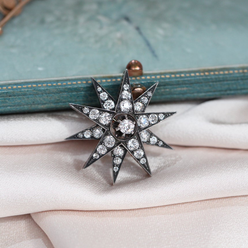 Victorian Diamond Star Brooch / Hair Piece-Charlotte Sayers Antique Jewellery