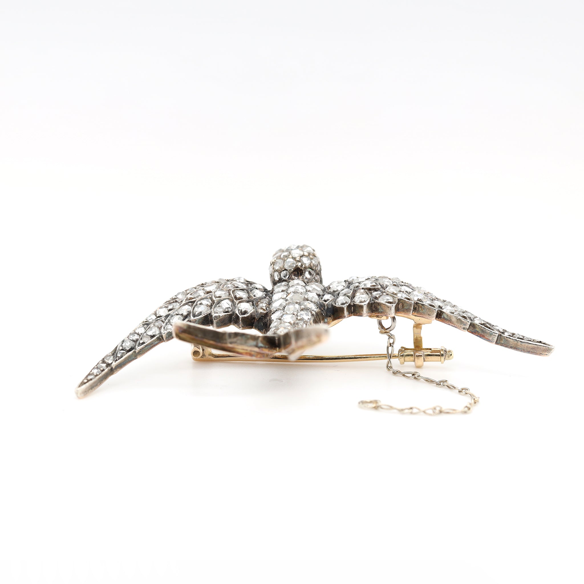 Victorian Diamond Swallow Bird Brooch-Charlotte Sayers Antique Jewellery