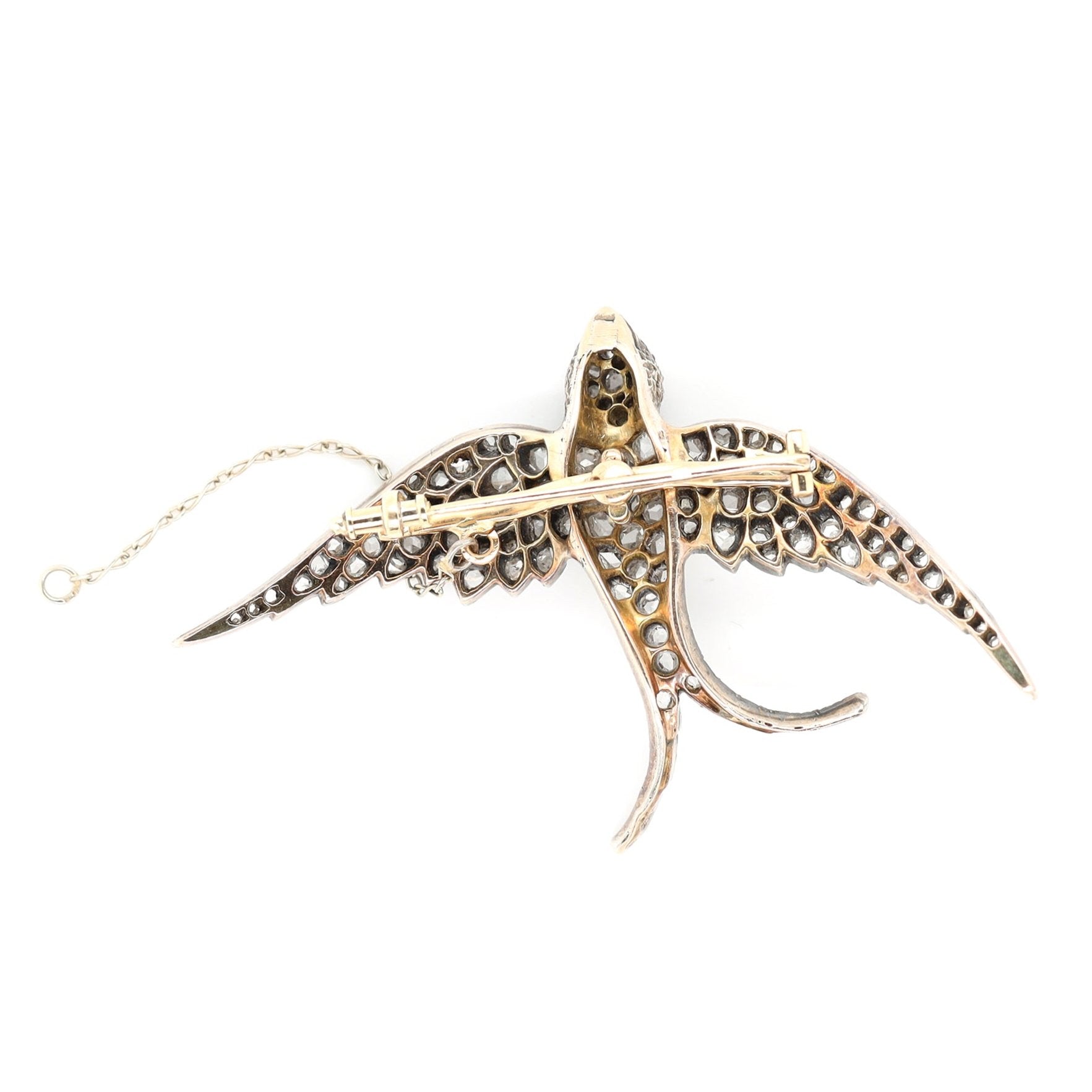 Victorian Diamond Swallow Bird Brooch-Charlotte Sayers Antique Jewellery