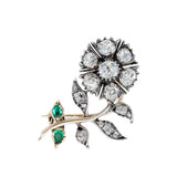 Victorian Diamond and Emerald Flower Brooch-Charlotte Sayers Antique Jewellery