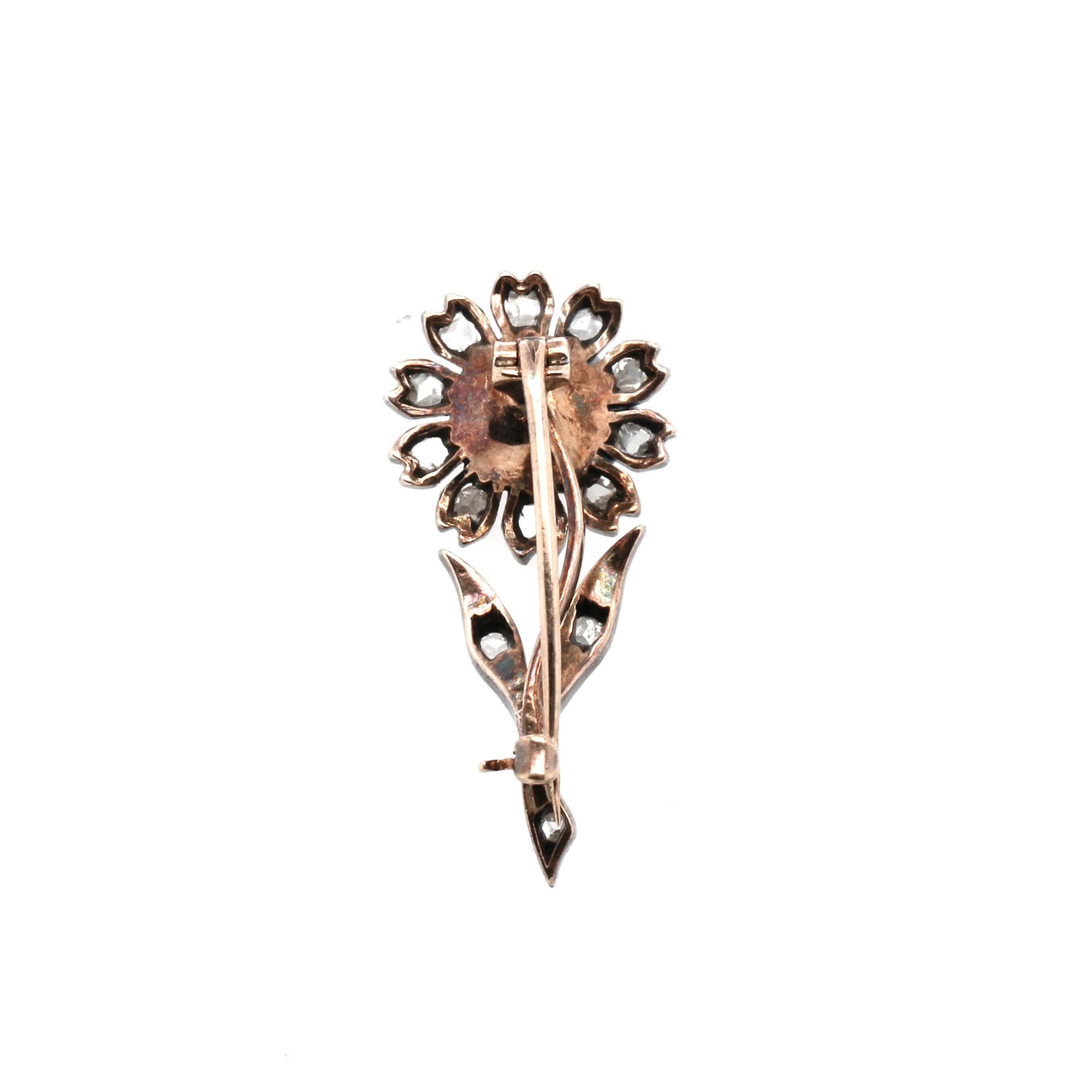 Victorian Diamond and Pearl Flower Brooch-Charlotte Sayers Antique Jewellery