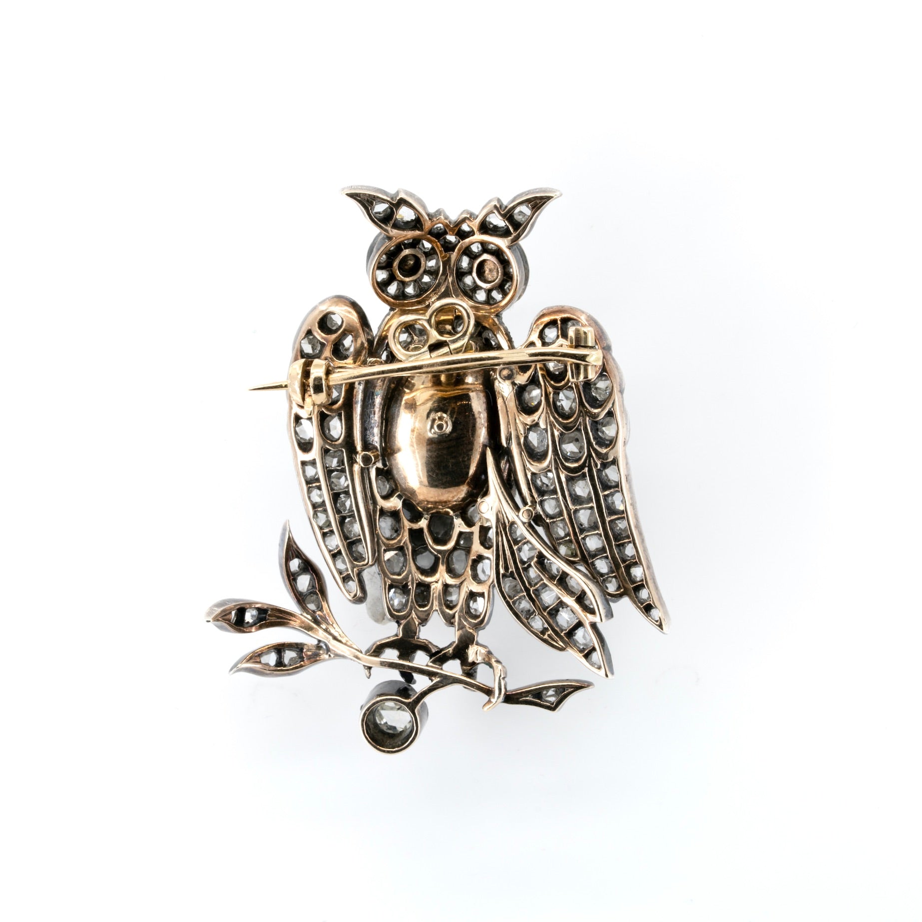 Victorian Diamond and Pearl Owl Brooch-Charlotte Sayers Antique Jewellery