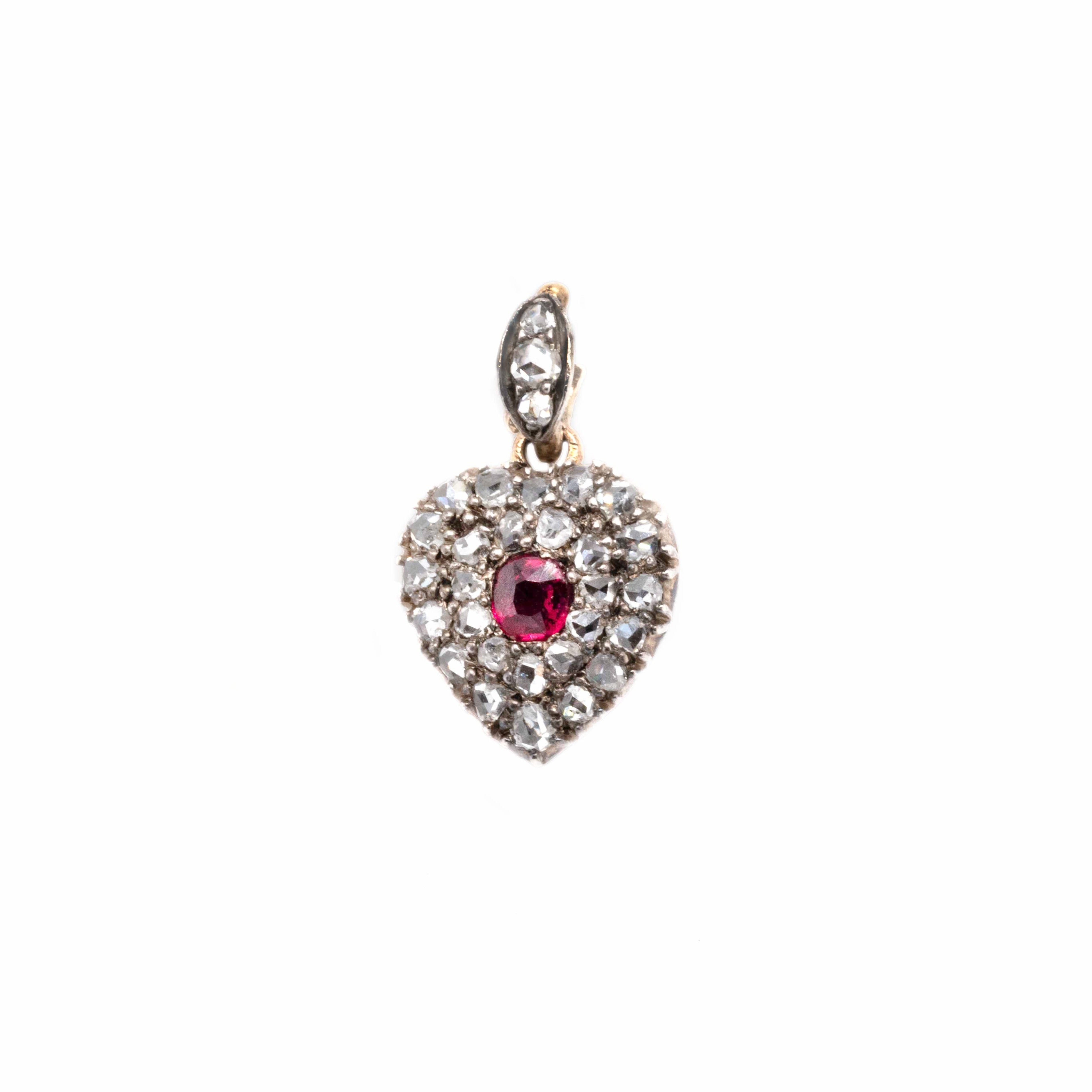 Victorian Diamond and Ruby Heart Locket Pendant-Charlotte Sayers Antique Jewellery