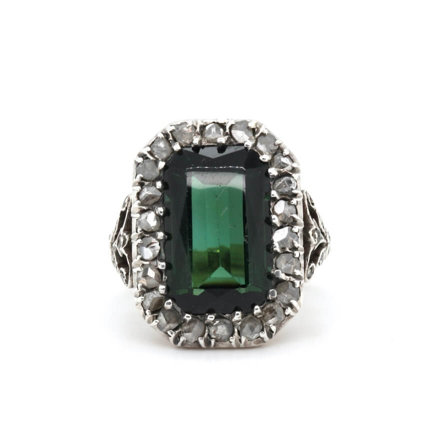 Victorian Diamond and Tourmaline Ring-Charlotte Sayers Antique Jewellery