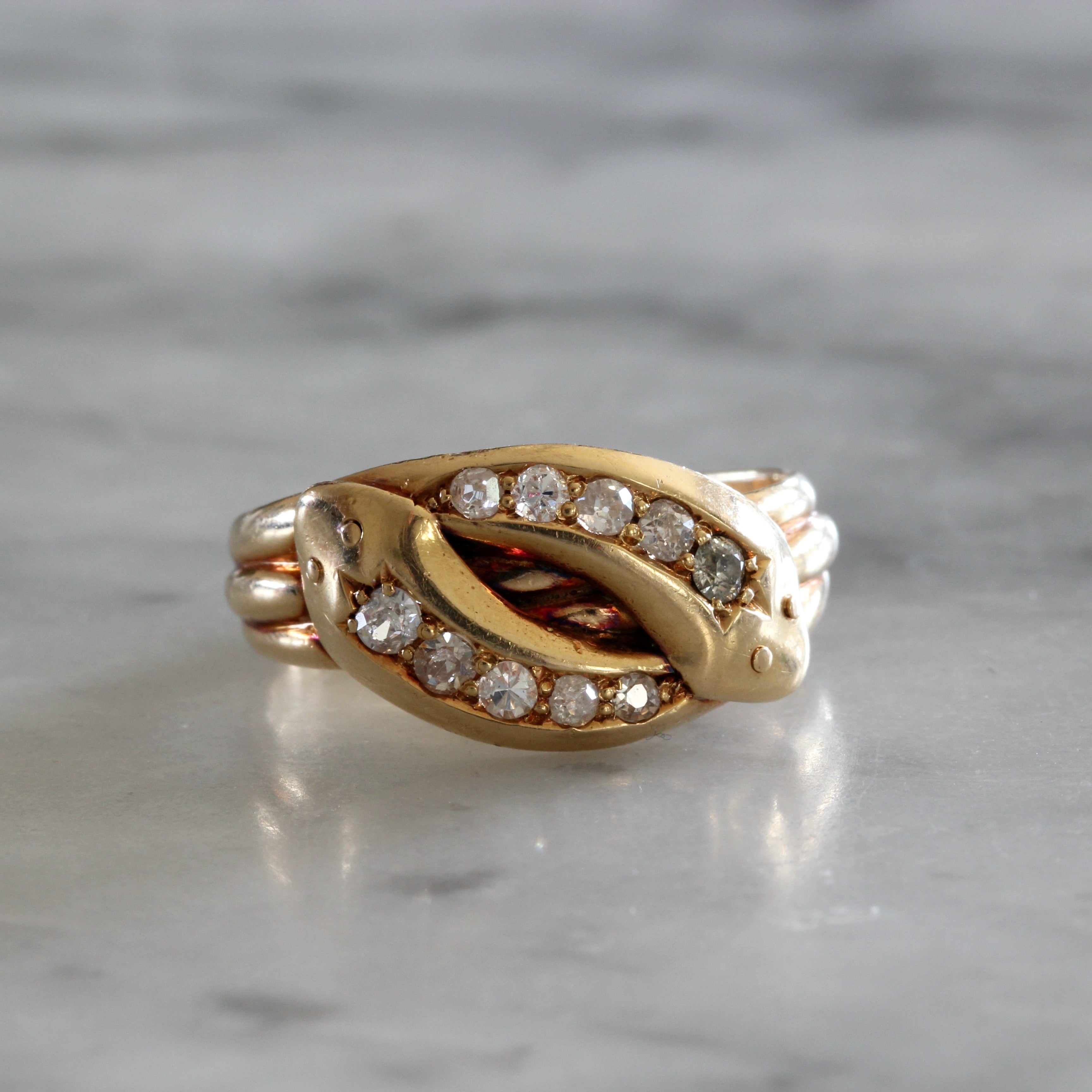 Victorian Double Headed Snake Ring-Charlotte Sayers Antique Jewellery