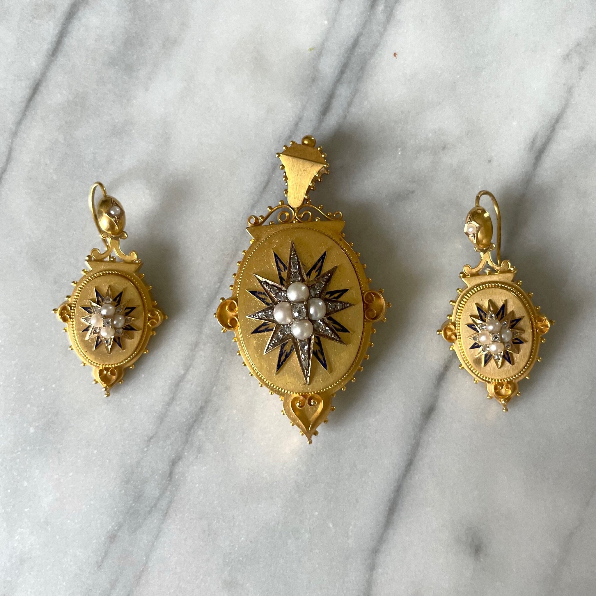 Victorian Earring & Pendant Suite-Charlotte Sayers Antique Jewellery