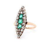 Victorian Emerald & Diamond Marquise Ring-Charlotte Sayers Antique Jewellery