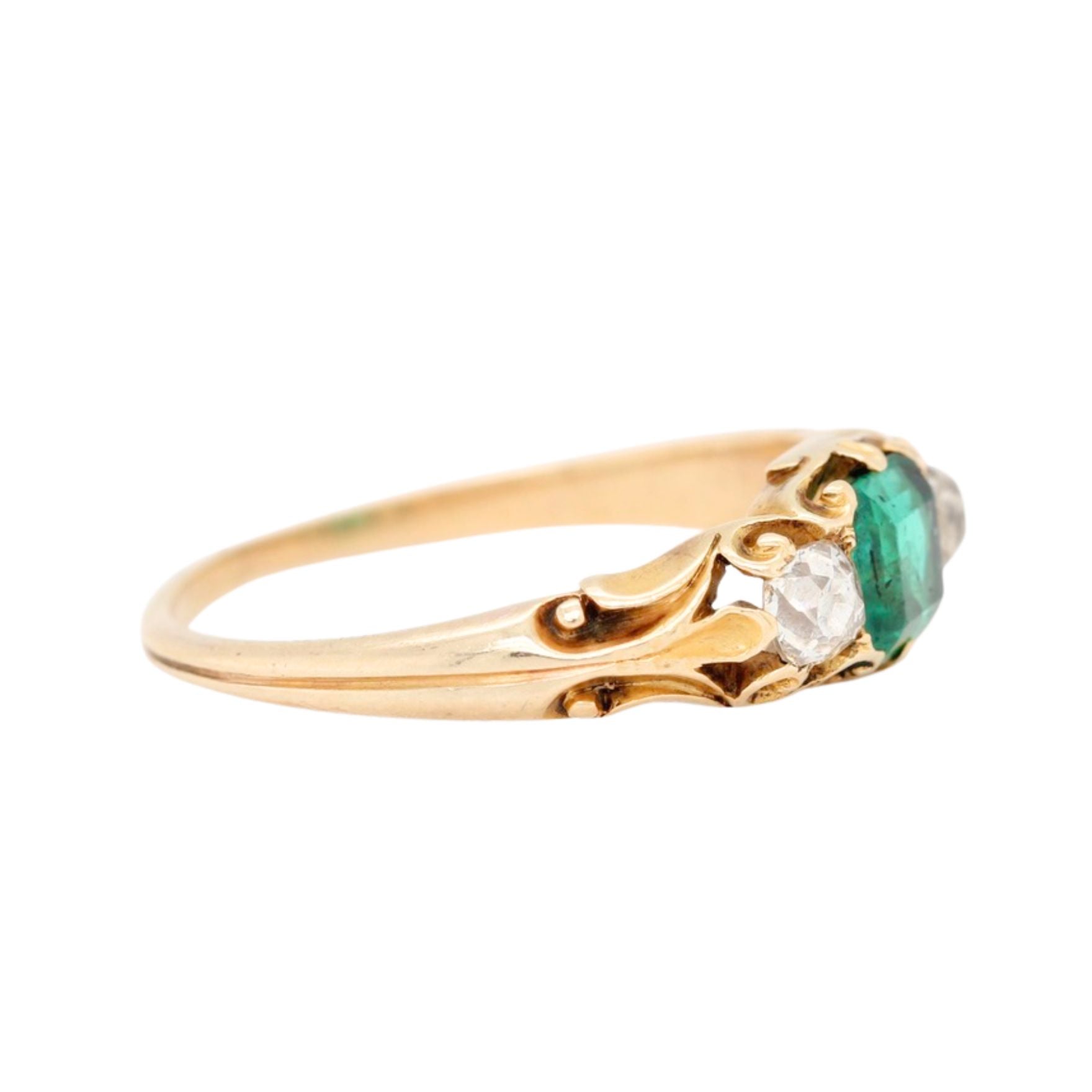 Victorian Emerald Diamond Ring-Charlotte Sayers Antique Jewellery