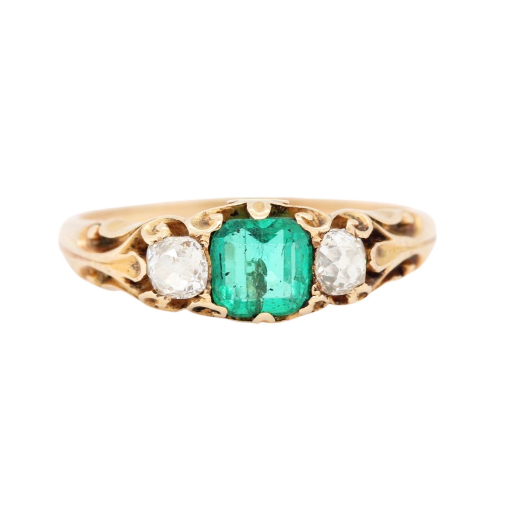 Victorian Emerald Diamond Ring-Charlotte Sayers Antique Jewellery