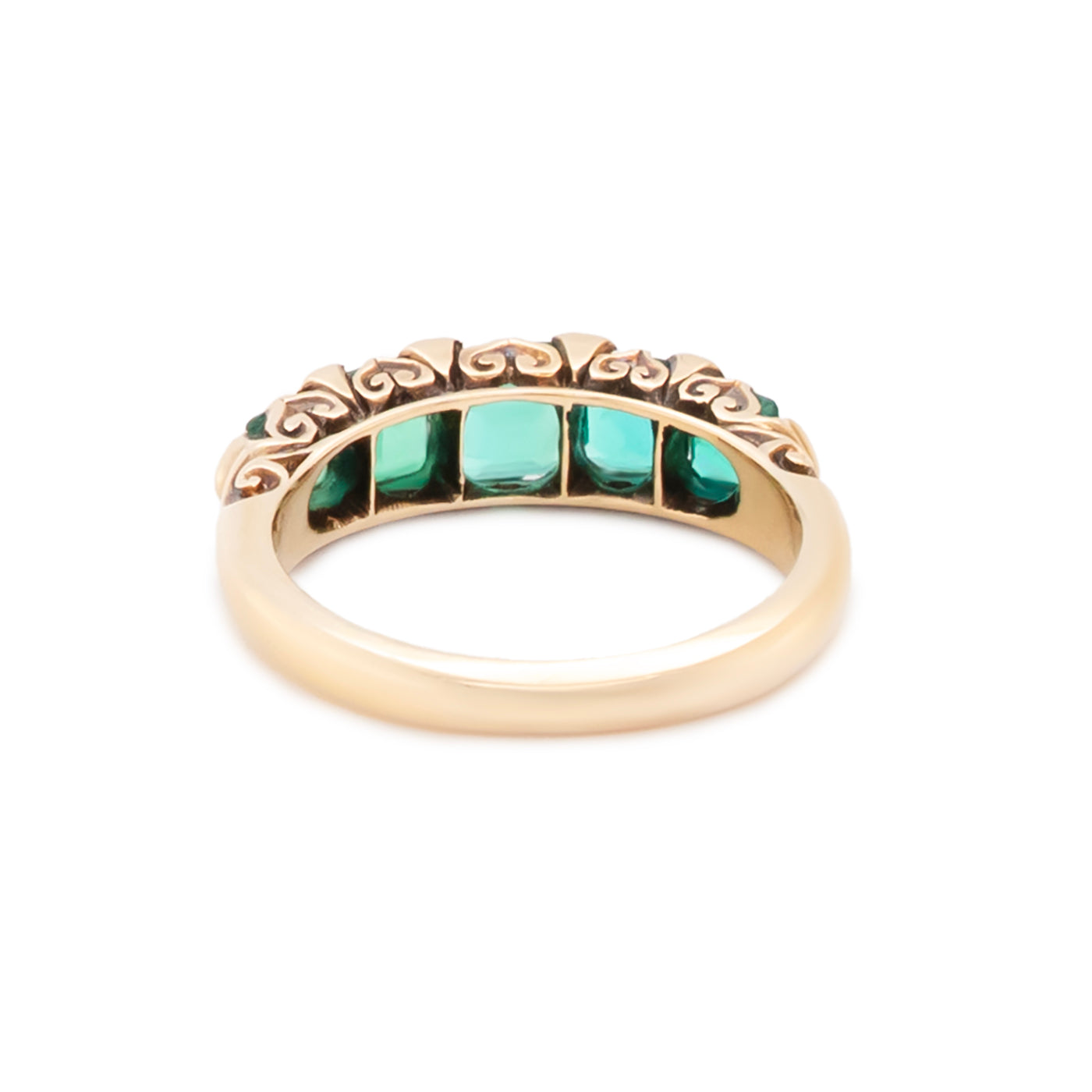 Victorian Emerald Five Stone Ring-Charlotte Sayers Antique Jewellery