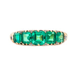 Victorian Emerald Five Stone Ring-Charlotte Sayers Antique Jewellery