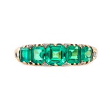 Victorian Emerald Five Stone Ring-Charlotte Sayers Antique Jewellery