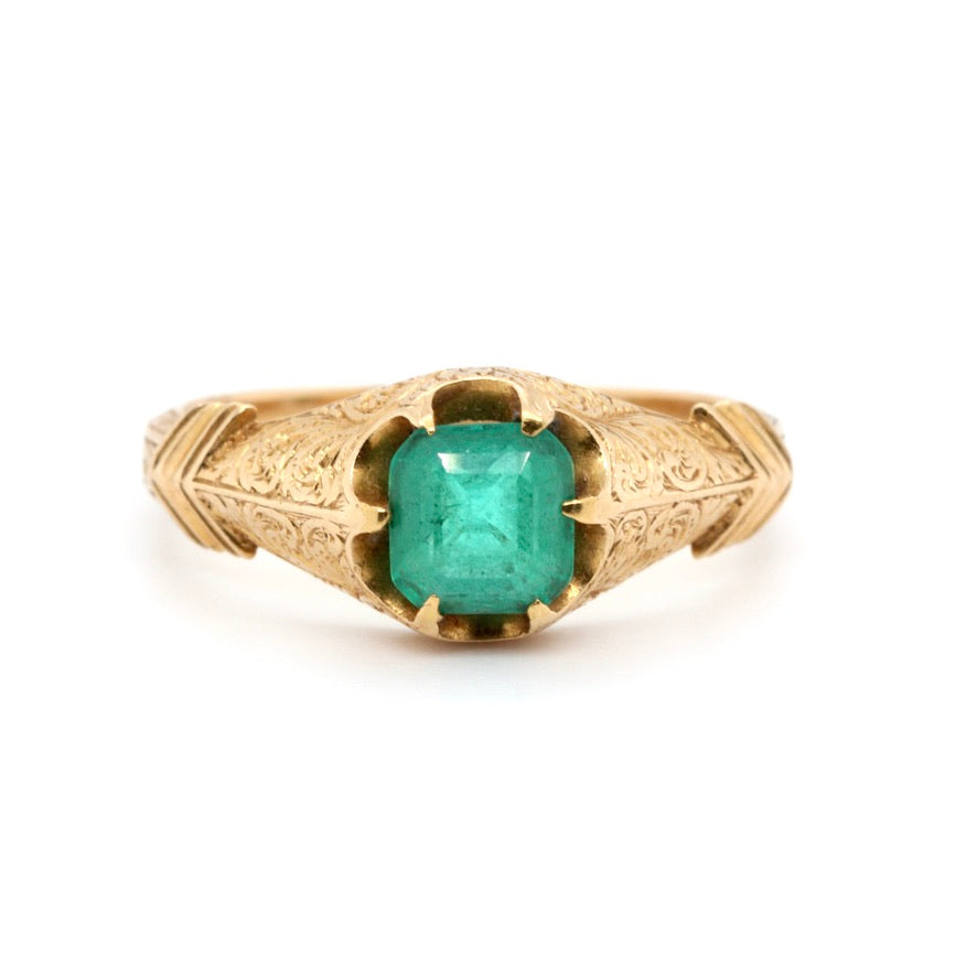 Victorian Emerald Ring-Charlotte Sayers Antique Jewellery