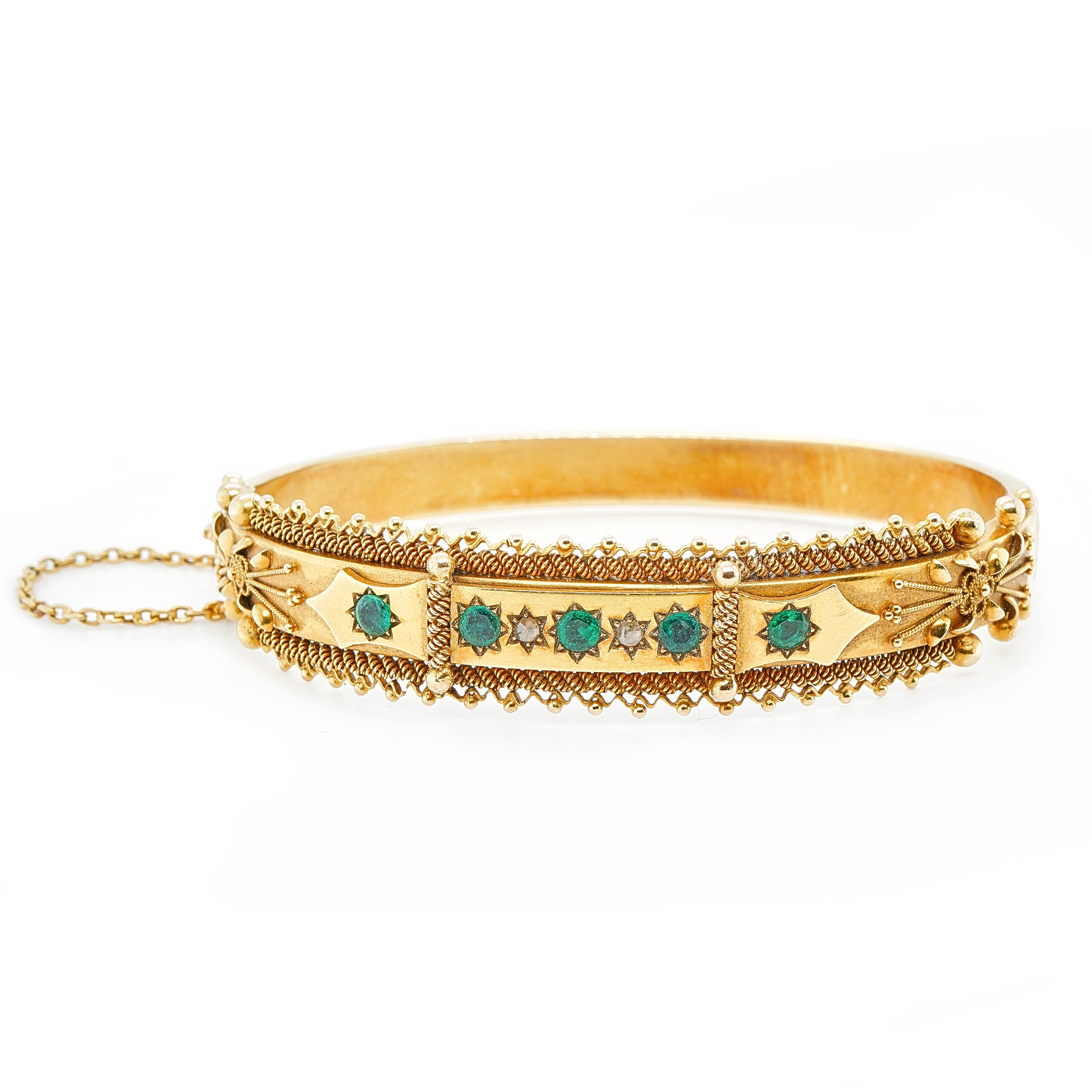 Victorian Emerald and Diamond Bangle-Charlotte Sayers Antique Jewellery