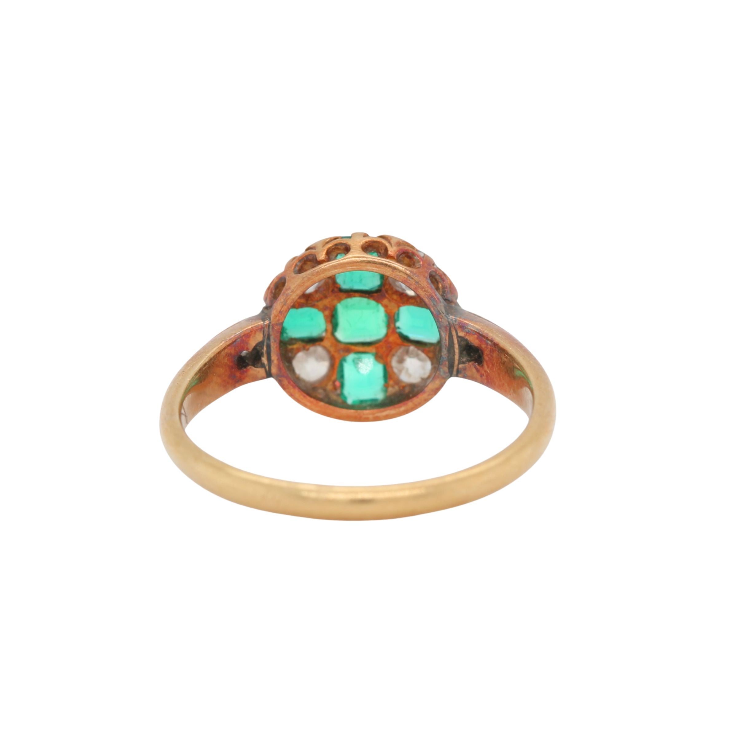 Victorian Emerald and Diamond Cluster Ring-Charlotte Sayers Antique Jewellery