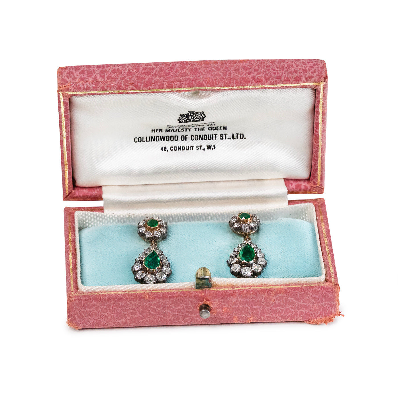 Victorian Emerald and Diamond Drop Earrings-Charlotte Sayers Antique Jewellery