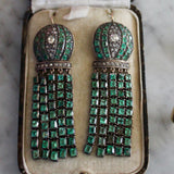 Victorian Emerald and Diamond Drop Earrings-Charlotte Sayers Antique Jewellery