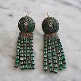 Victorian Emerald and Diamond Drop Earrings-Charlotte Sayers Antique Jewellery