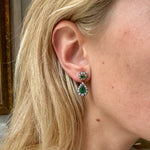 Victorian Emerald and Diamond Drop Earrings-Charlotte Sayers Antique Jewellery