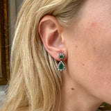 Victorian Emerald and Diamond Drop Earrings-Charlotte Sayers Antique Jewellery