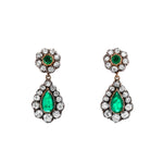 Victorian Emerald and Diamond Drop Earrings-Charlotte Sayers Antique Jewellery