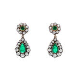 Victorian Emerald and Diamond Drop Earrings-Charlotte Sayers Antique Jewellery