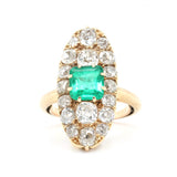 Victorian Emerald and Diamond Marquise Ring-Charlotte Sayers Antique Jewellery