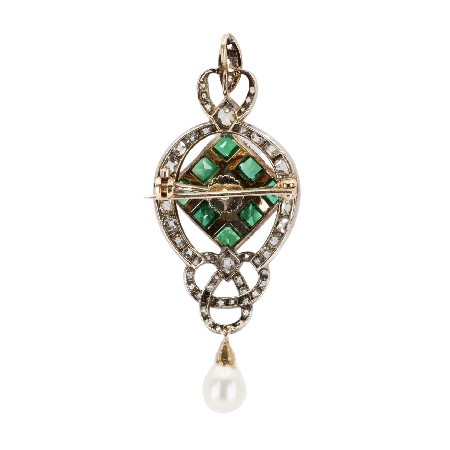 Victorian Emerald and Diamond Pendant / Brooch-Charlotte Sayers Antique Jewellery