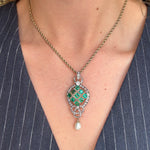 Victorian Emerald and Diamond Pendant / Brooch-Charlotte Sayers Antique Jewellery