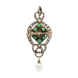 Victorian Emerald and Diamond Pendant / Brooch-Charlotte Sayers Antique Jewellery