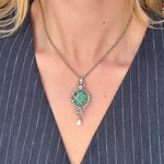 Victorian Emerald and Diamond Pendant / Brooch-Charlotte Sayers Antique Jewellery