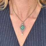 Victorian Emerald and Diamond Pendant / Brooch-Charlotte Sayers Antique Jewellery