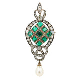 Victorian Emerald and Diamond Pendant / Brooch-Charlotte Sayers Antique Jewellery