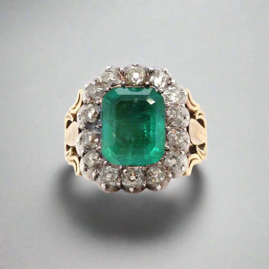 Victorian Emerald and Diamond Ring-Charlotte Sayers Antique Jewellery