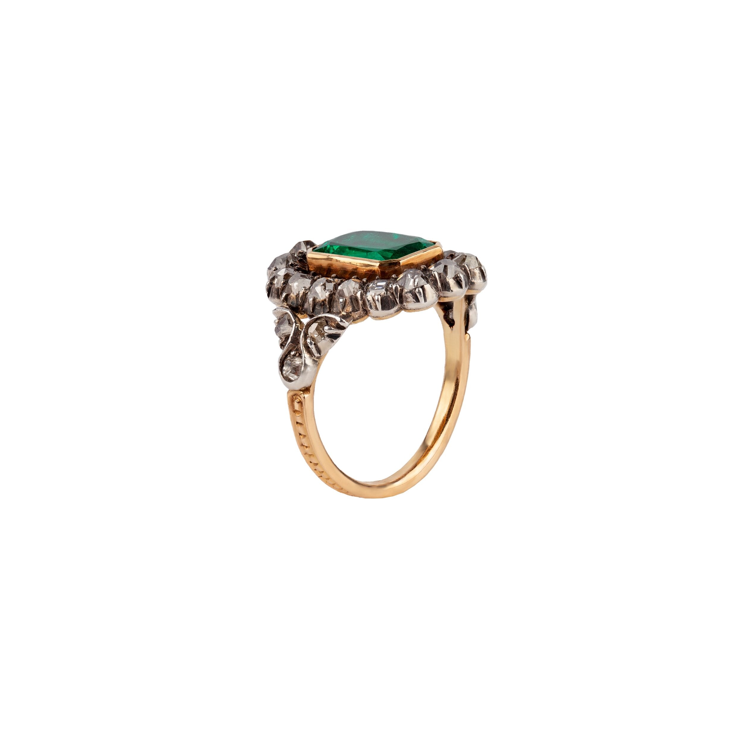 Victorian Emerald and Diamond Ring-Charlotte Sayers Antique Jewellery