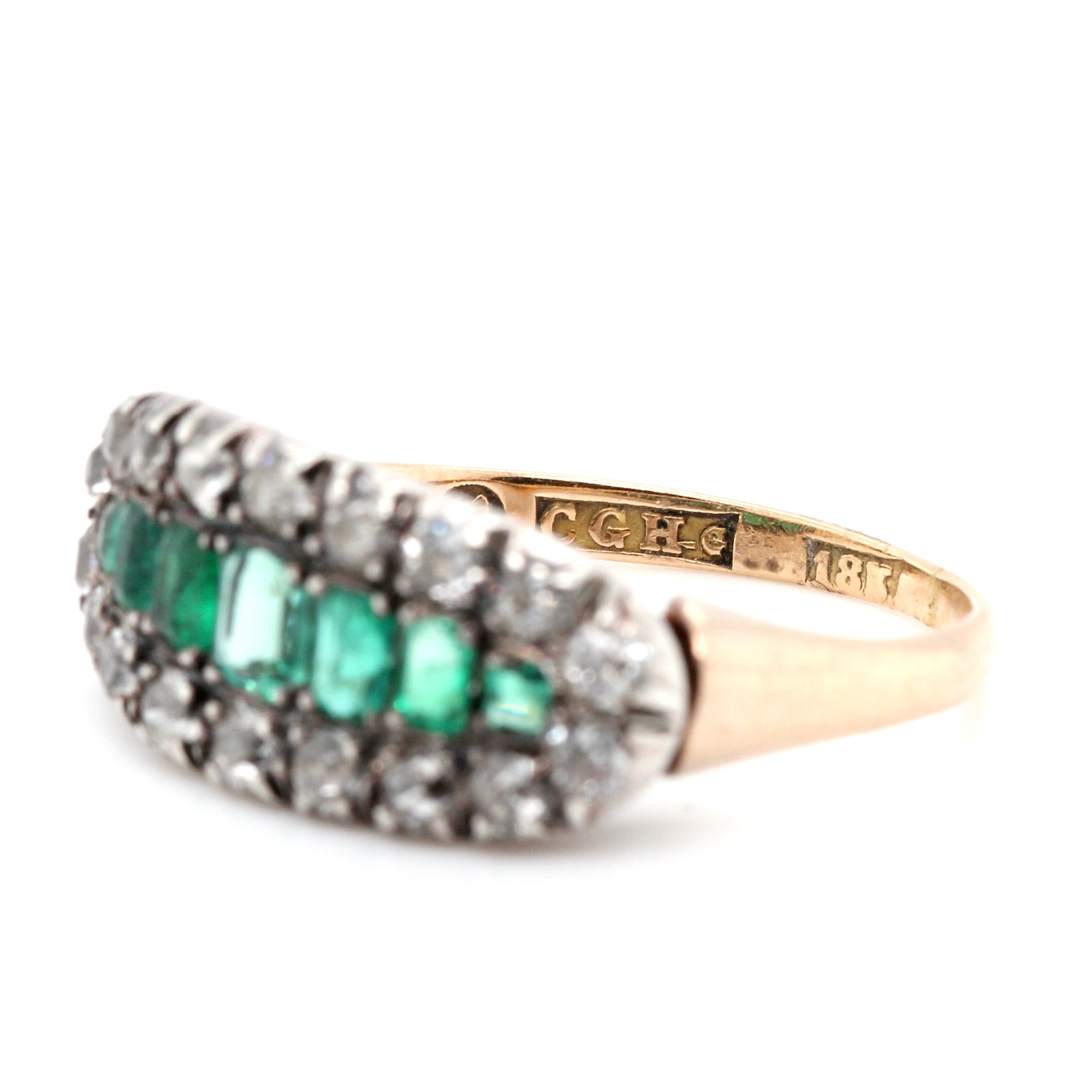 Victorian Emerald and Diamond Ring-Charlotte Sayers Antique Jewellery