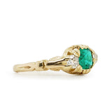 Victorian Emerald and Diamond Three Stone Ring-Charlotte Sayers Antique Jewellery