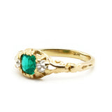 Victorian Emerald and Diamond Three Stone Ring-Charlotte Sayers Antique Jewellery