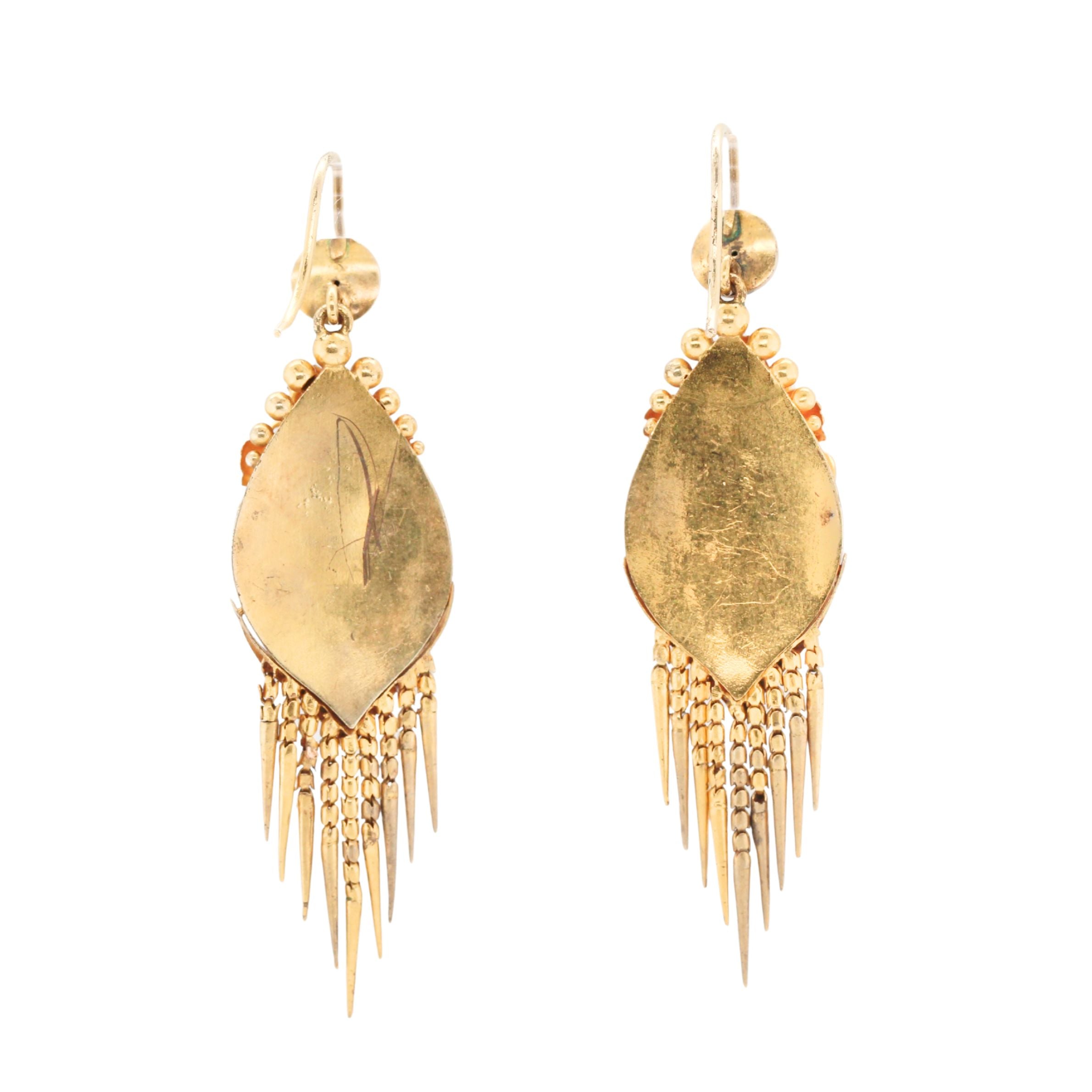 Victorian Emerald and Gold Tassel Earrings-Charlotte Sayers Antique Jewellery