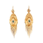 Victorian Emerald and Gold Tassel Earrings-Charlotte Sayers Antique Jewellery